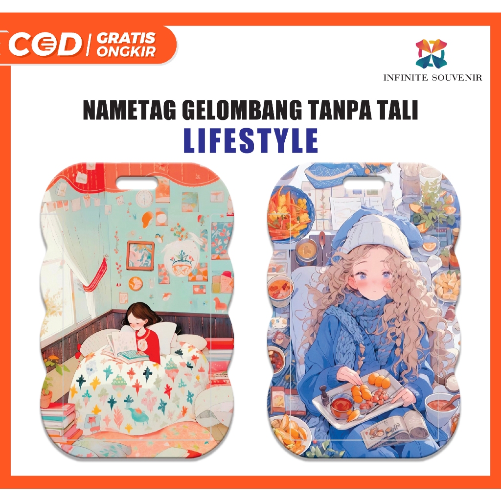 

[N019] ID CARD HOLDER GELOMBANG Motif Lifestyle / Name Tag Girl / Aesthetic - Tanpa Tali