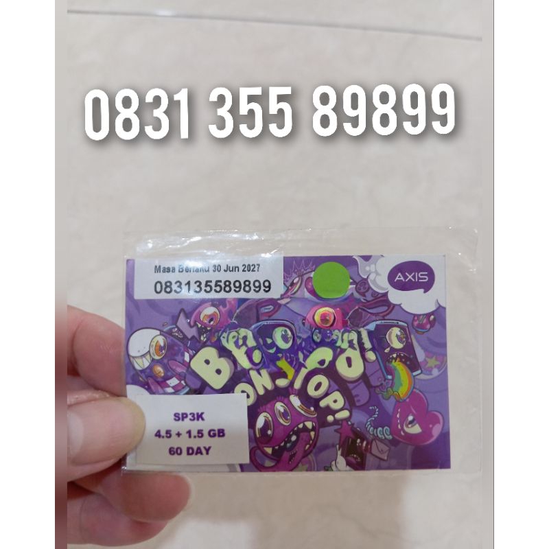 Kartu Perdana Axis 4G 5G 12 Digit Nomor Cantik 0831 355 89899 Free Kuota Utama 6 GB