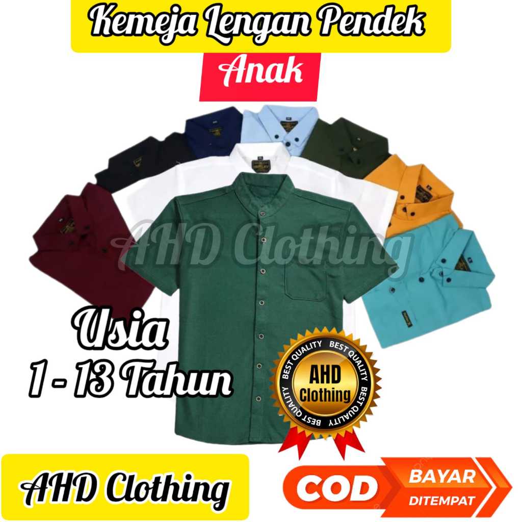 Kemeja lengan pendek hem anak laki-laki usia 1-14 tahun | kemeja anak laki | kemeja anak cowok | kem