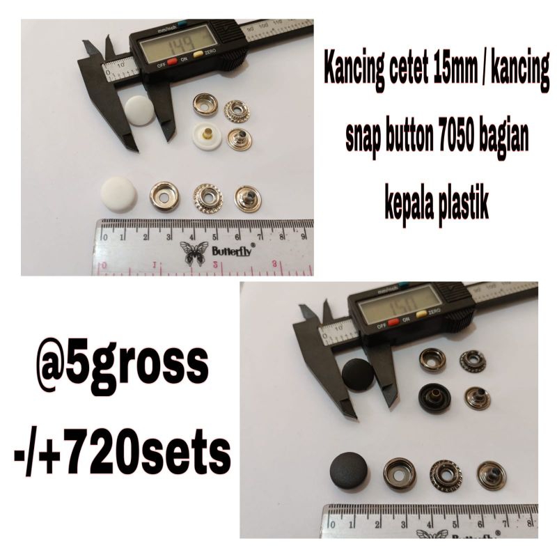 kancing cetet besi 15mm / kancing snap button 7050 / 5gross