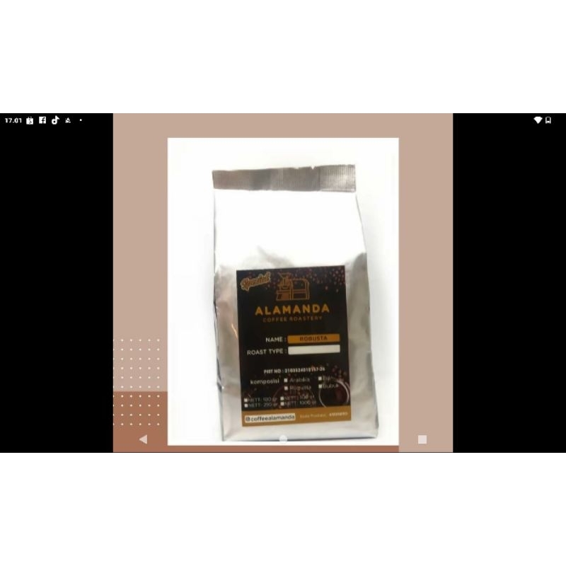

Kopi robusta spesial Alamanda 1kg bisa biji / bubuk kopi spesial berkualitas