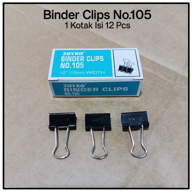 

1 Kotak Binder Clips Kertas No.105 Isi 12 Pcs