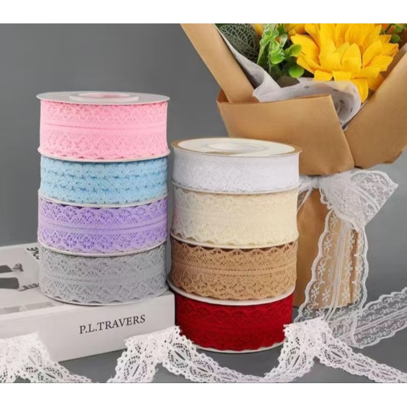 

(1 roll ) PITA RENDA KOREAN PITA RENDA LACE FLOWER WRAP RIBBON 20 YARD