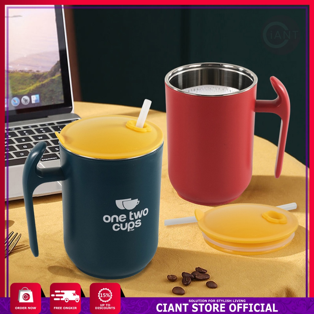 GELAS KOPI TERMAL MINUMAN TUTUP ANTI TUMPAH CUP SEDOTAN PANAS DINGIN