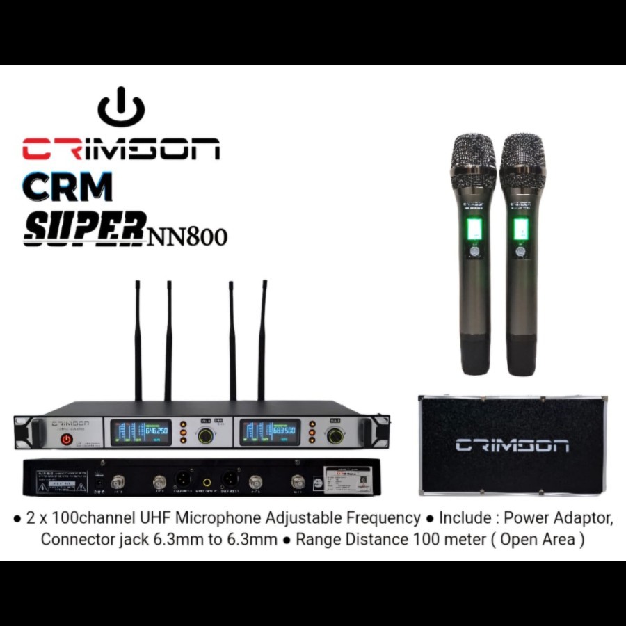 Mic Vocal Wireless CRIMSON CRM SUPER NN800 NN 800 UHF Koper Original TERBAIK