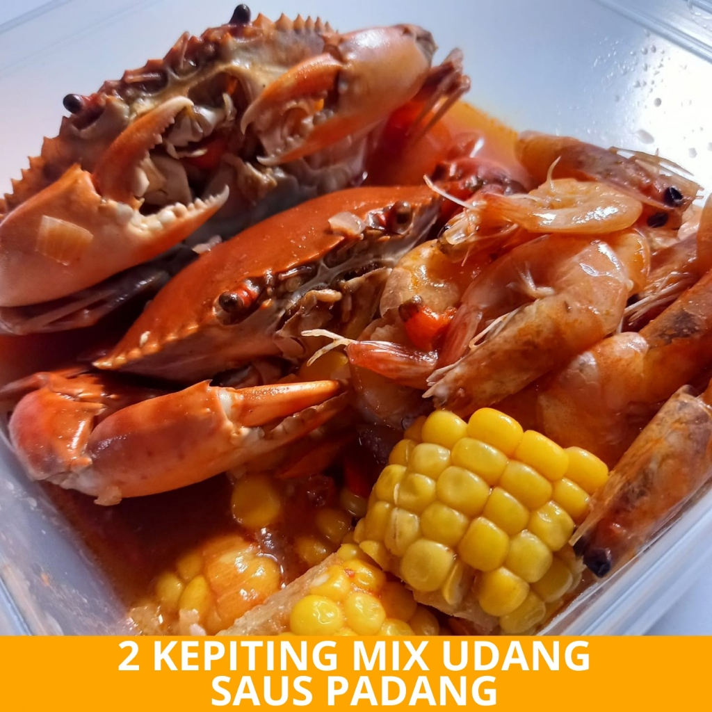 

2 Kepiting Mix Udang Saus Padang Special - Arviansyah Seafood Surabaya