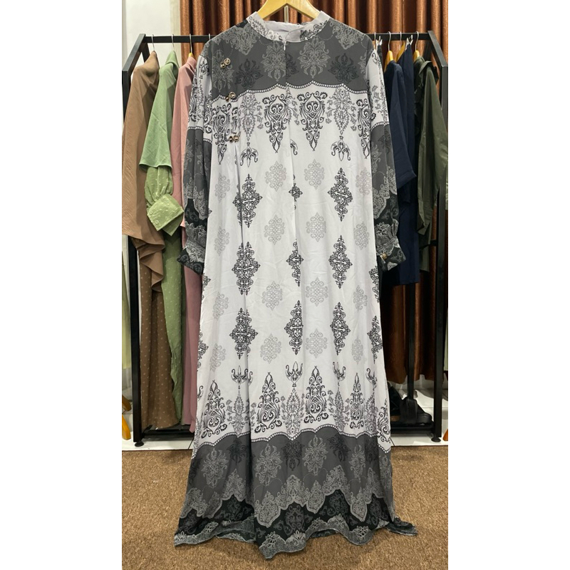 set hijab abu-abu motif