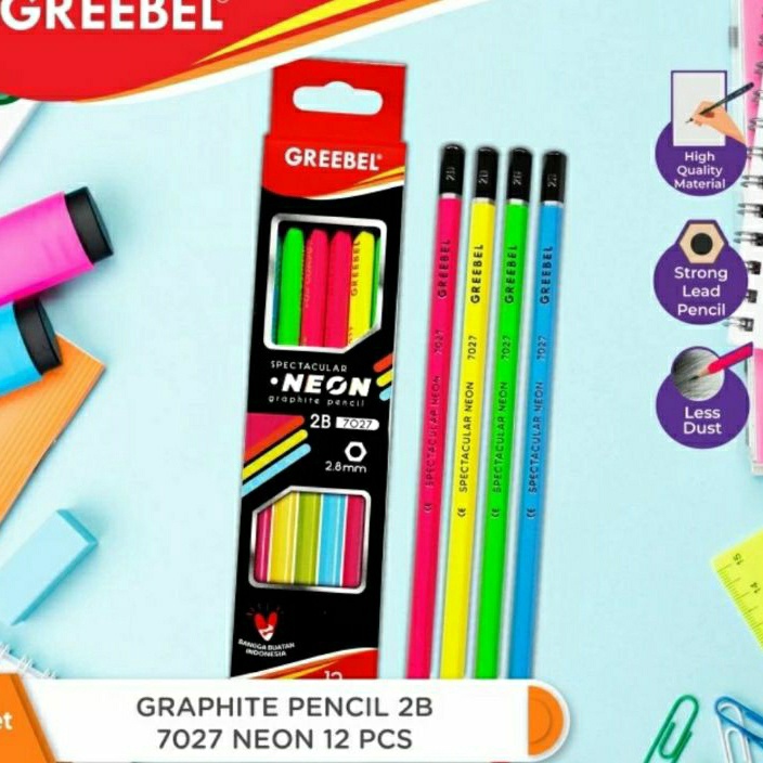 

Ekstra Pensil 2B Greebel Neon 1pack 12pcs