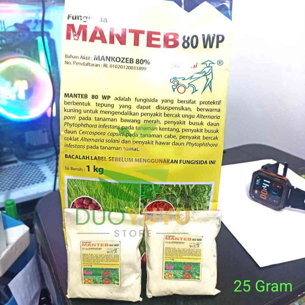 Fungisida MANTEB 80 WP Pak Tani Kemasan Repack 25 Gram Original Bahan Aktif Mankozeb 80%