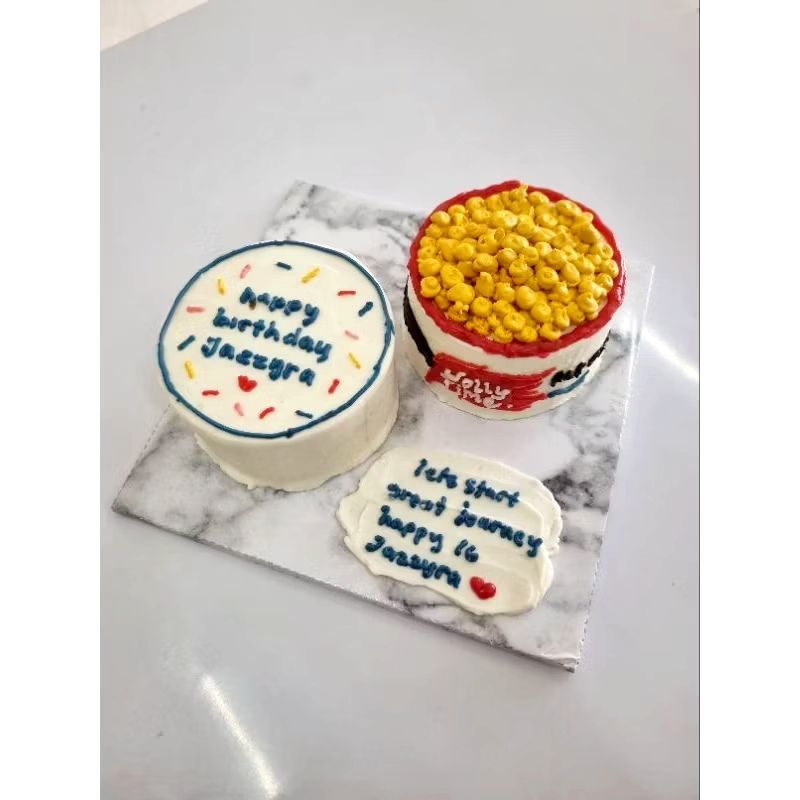 

(BACA DESKRIPSI) Kue Ultah Korean Cake UK 10 x 3 wajib INSTANT H-3 Bento Cake Birthday Ulang Tahun Bebas Dekor Karakter