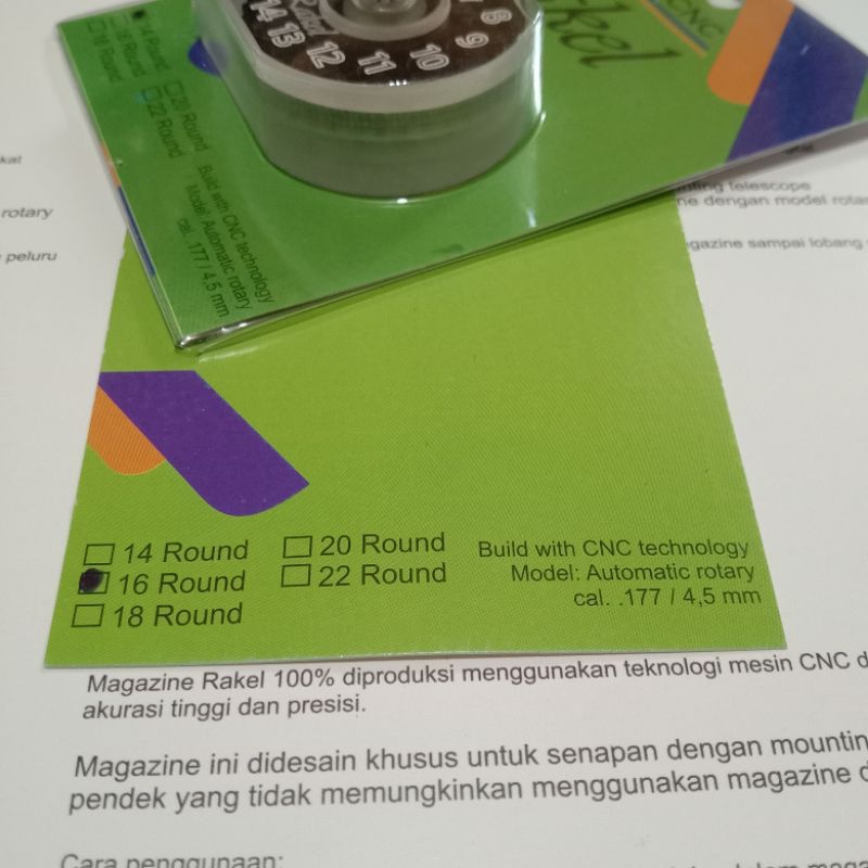 

stickers magazen Rakel ORI ukuran 16 r,plus acrylic cnc presisi