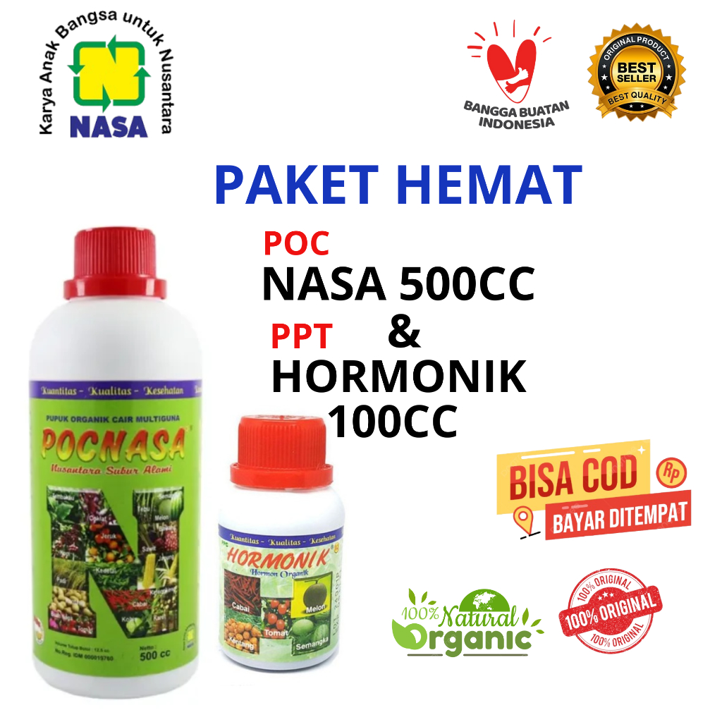 paket hemat pupuk organik nasa ( poc nasa 500cc dan ppt hormonik 100cc)