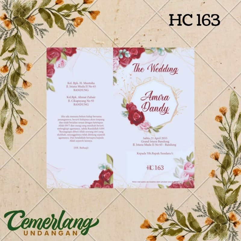 Blangko Undangan Kertas Undangan Pernikahan HC 163 Harga Termurah Gratis File Setting