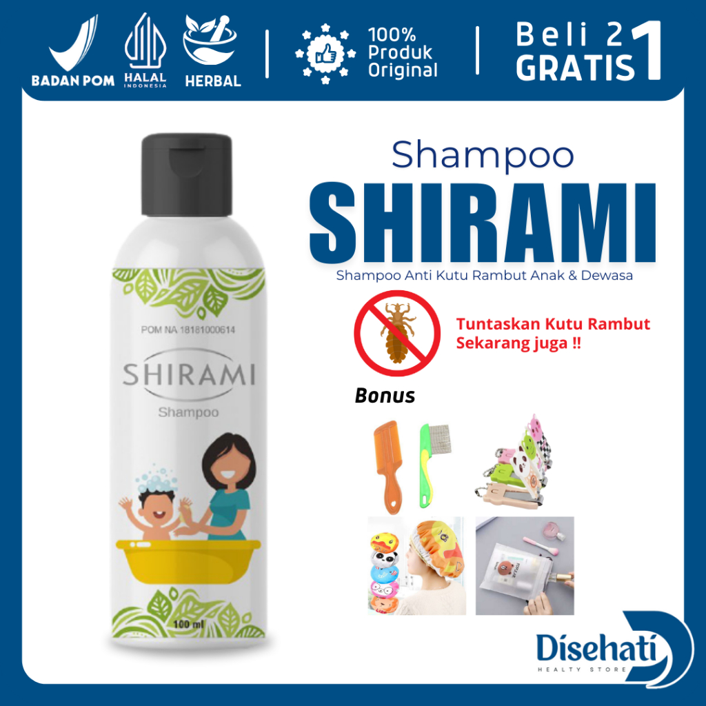 Shirami Shampo Anti Kutu Rambut Anak dan Dewasa Paling Ampuh isi 100ml, Obat Kutu, Sampo Kutu