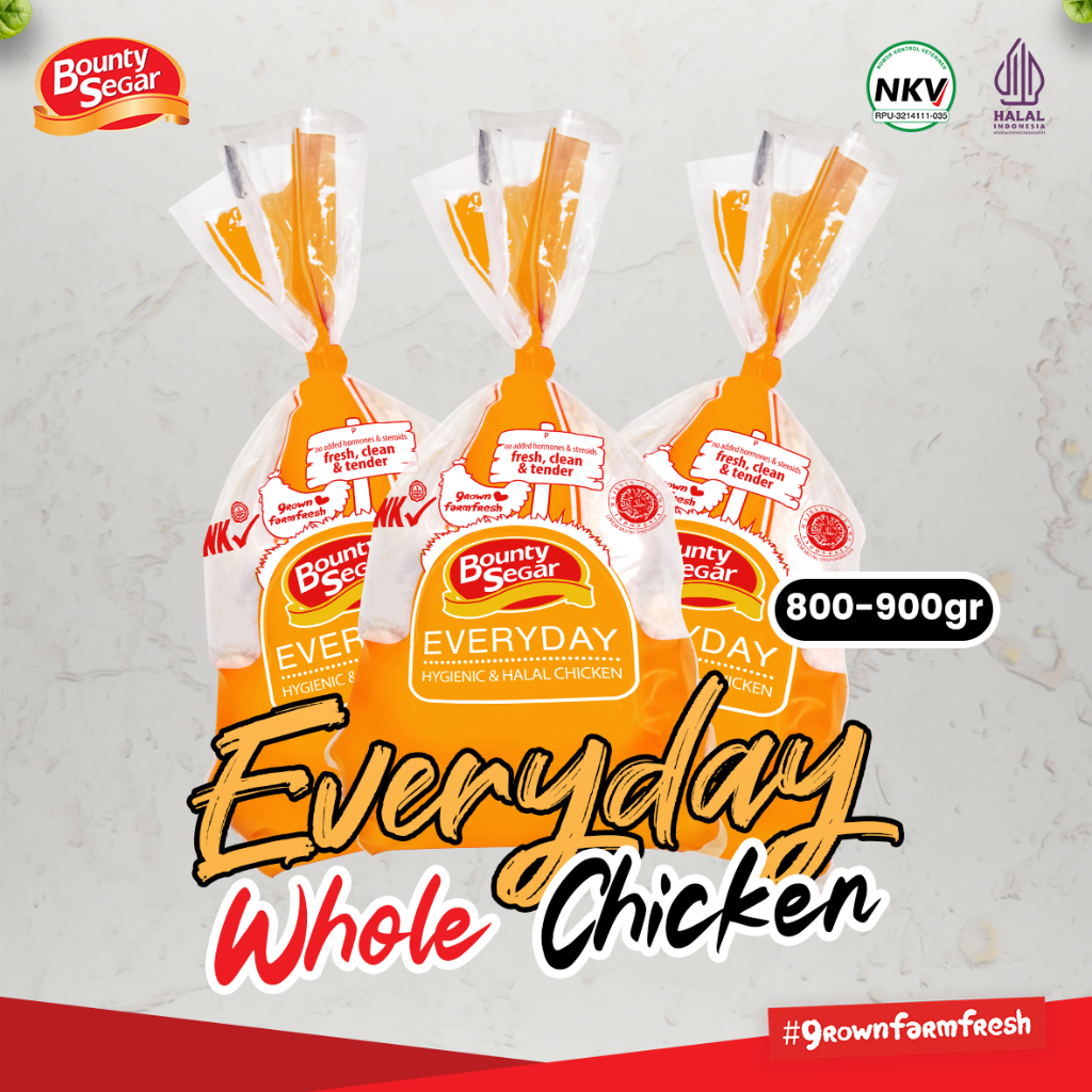 

Ayam Utuh Premium Beku/Frozen Bobot 800-900 Gr Bounty Segar