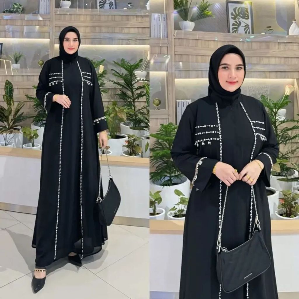 Kamila Abaya Baju Gamis Wanita Dewasa Bahan Ceruty Jatuh Model Baru Terbaru 2024 Mewah