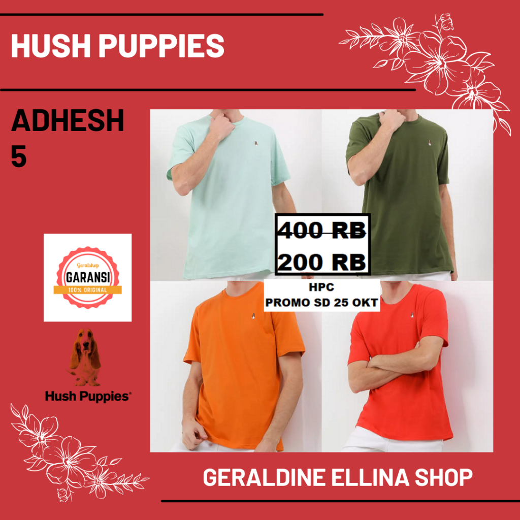 Kaos pria Hush Puppies 100% original sale seri BSC ADHESH 5