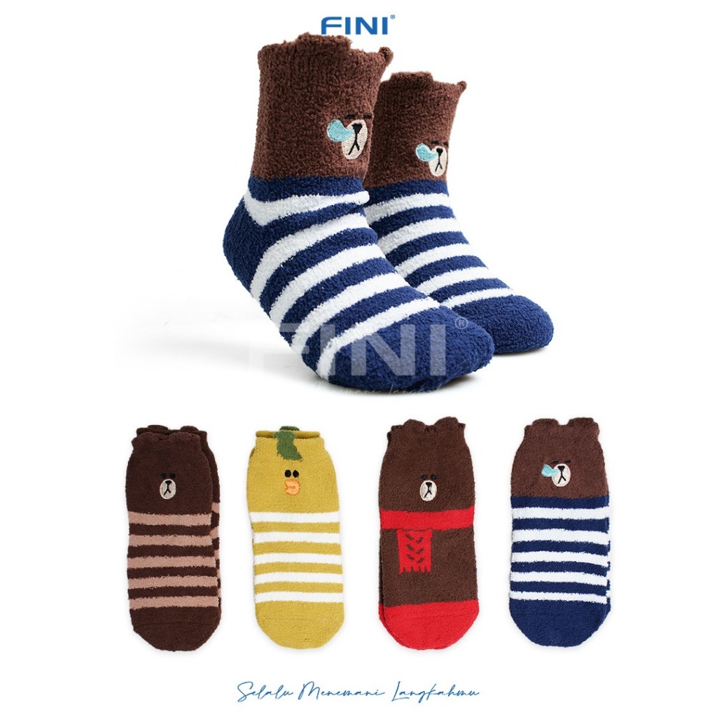 FINI, Kaos Kaki Anak Laki Laki Perempuan Karakter Line Friends Brown Cony Sally Umur 2-8 Tahun, Baha