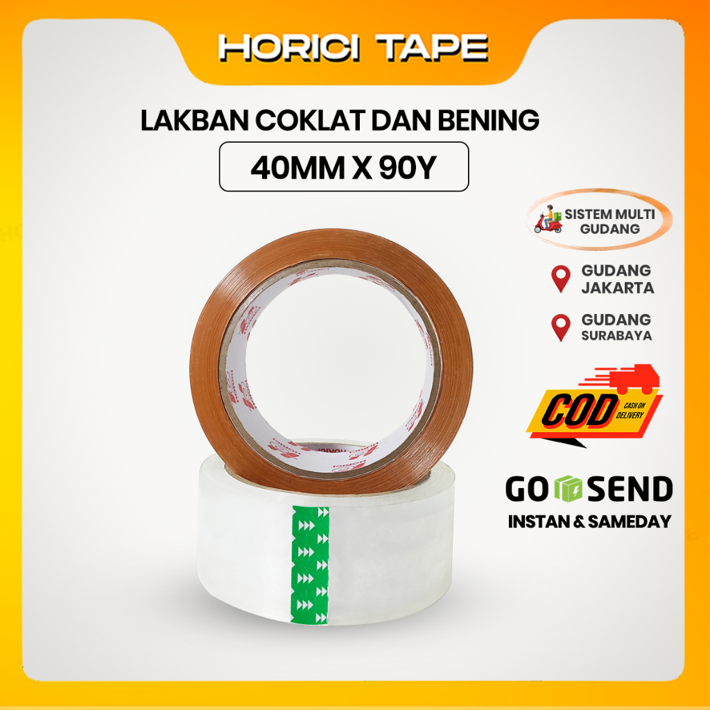 

HORICI Lakban OPP Bening Clear & Coklat 40MM x 90Y 45Mic