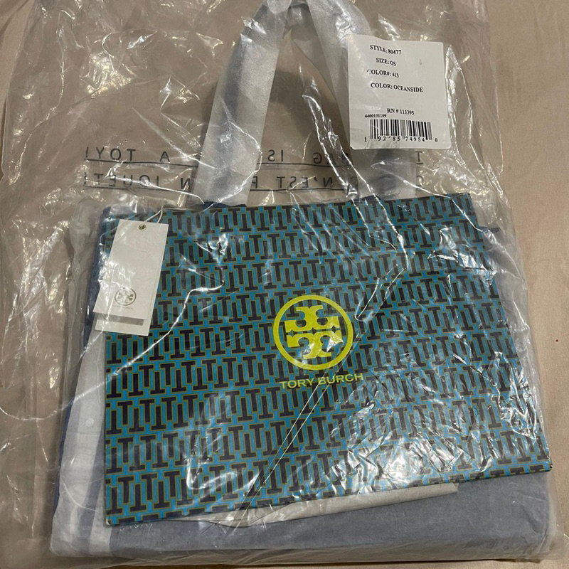 tory burch ella mini ocean wood tote bag