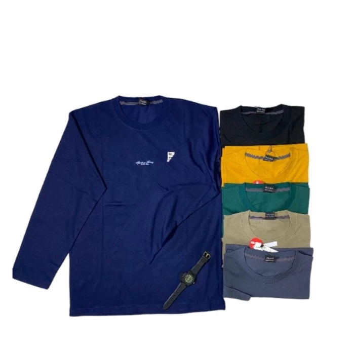 Kaos Distro Pria Lengan Panjang Polyster Tebal Motif simpel M L XL XL XXL