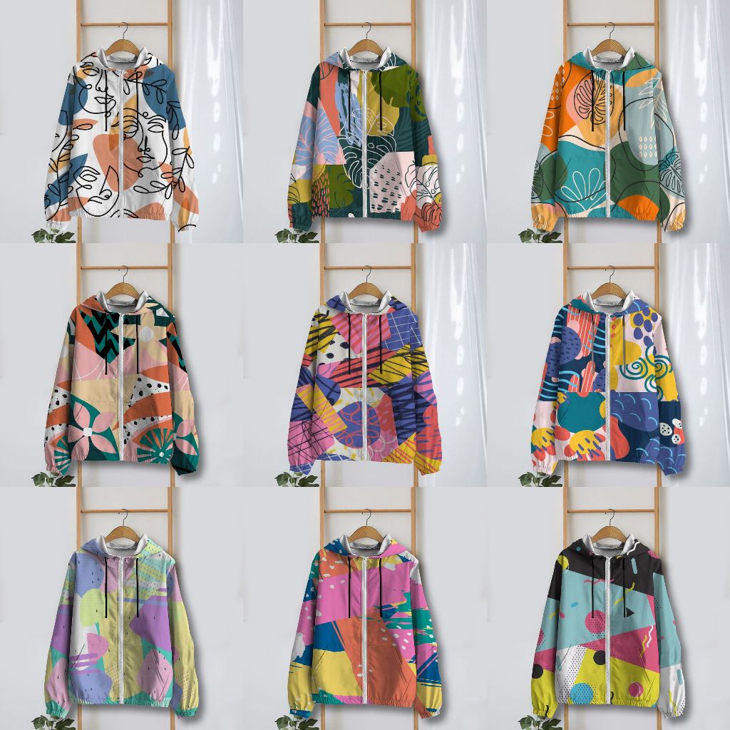 Jaket Parasut Wanita Printing Jumbo / jaket parasut Big Size / jaket parasut over size pria dan wani