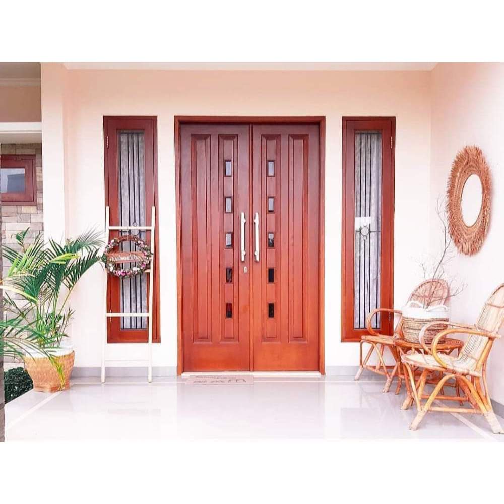 SATU PASANG PINTU KAYU JATI PERHUTANI KUPU TARUNG KERING OVEN 60X200