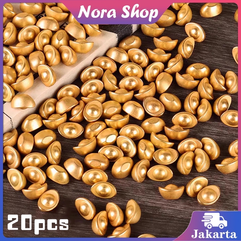20pcs Yuan Bao Feng Shui Gold Yen Pao Ornamen Yuan Bao Uang Emas Souvenir Cina Hiasan Yen Pao