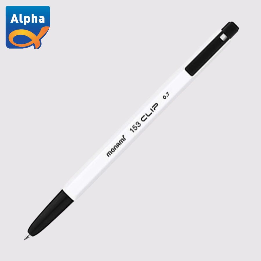 

[Monami] 153 Clip Ballpoint Pen 0.7mm / Oil Based Pen / Pulpen - Hitam