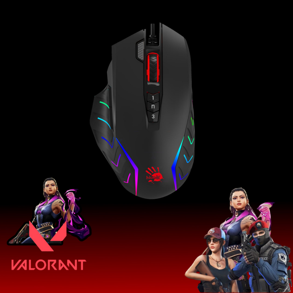 NORECOIL VALORANT MOUSE BLOODY  SILUMAN FULL SETTING MACRO TINGGAL COLOK LANGSUNG MAIN