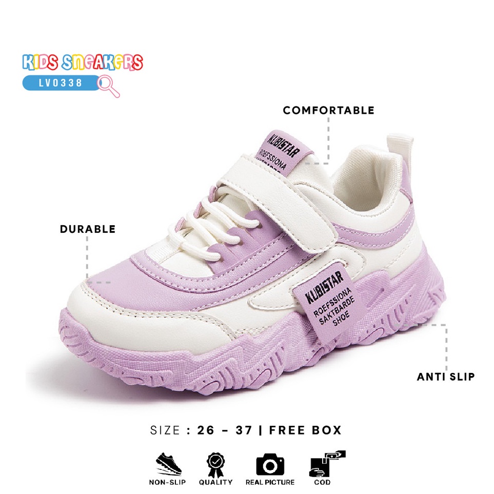 KODE H32E PLK FREE BOX SIZE 2637 Sepatu Sneakers Anak Sepatu Sport Anak Kubistar LV338