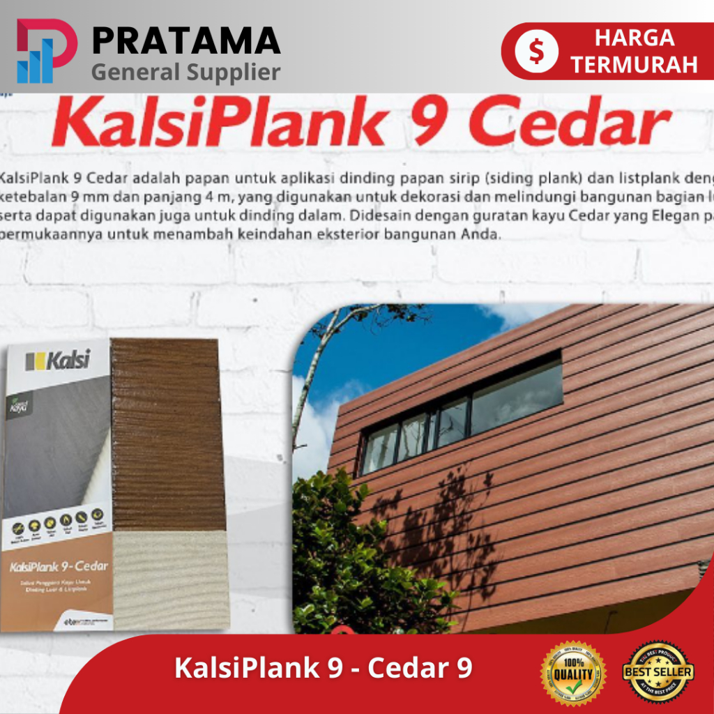 KalsiPlank 9 - Cedar 9 lisplang dekorasi dinding luar papan kalsi 9mm | lisplank