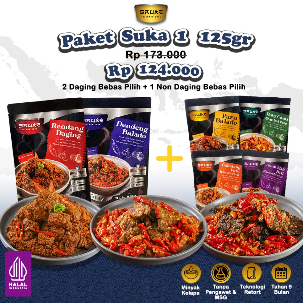 

SAUKE Lauk Instan Paket Suka 1 Isi 2 Varian Daging dan 1 Varian Non Daging