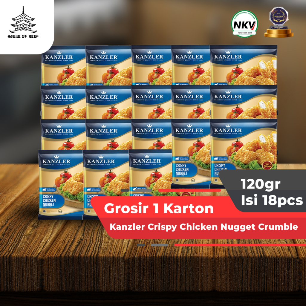 

[BEST SELLER] Grosir 1 Karton Kanzler Crispy Chicken Nugget Crumble 120gr Isi 18pcs