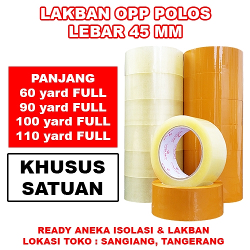 

(FULL) Satuan Lakban OPP Bening Polos / Lakban OPP Coklat Polos 45 mm Aneka Ukuran (FULL)
