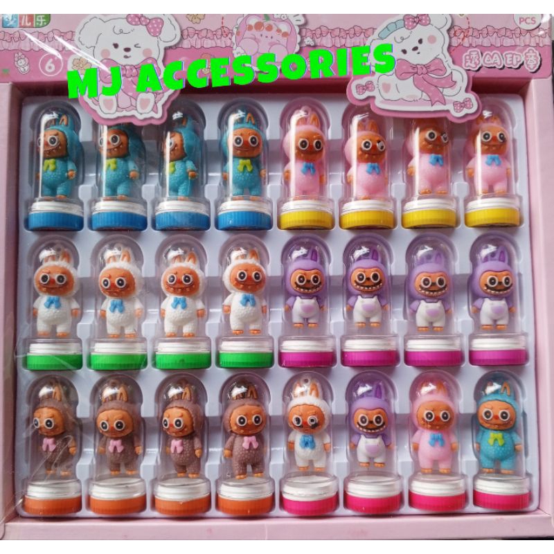

(isi 24 pcs)Stempel Mainan / Cap Anak Karakter Labubu Boneka Labubu Import