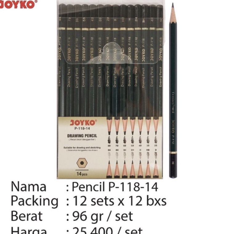 

KODE E74S pensil joyko set p 118 isi 14 ukuran 3 h sampai 8 b