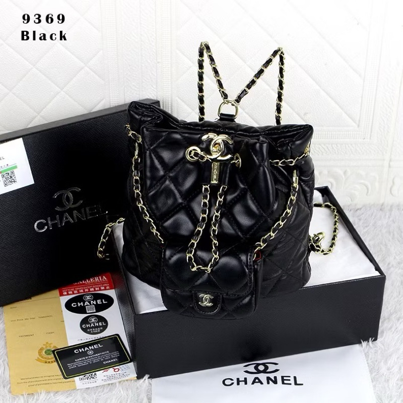 Tas Ransel Kulit Asli 3in1 Kulas CH Cendol Chanel Hitam Puffy Lembut Premium Bisa Ransel Selempang d