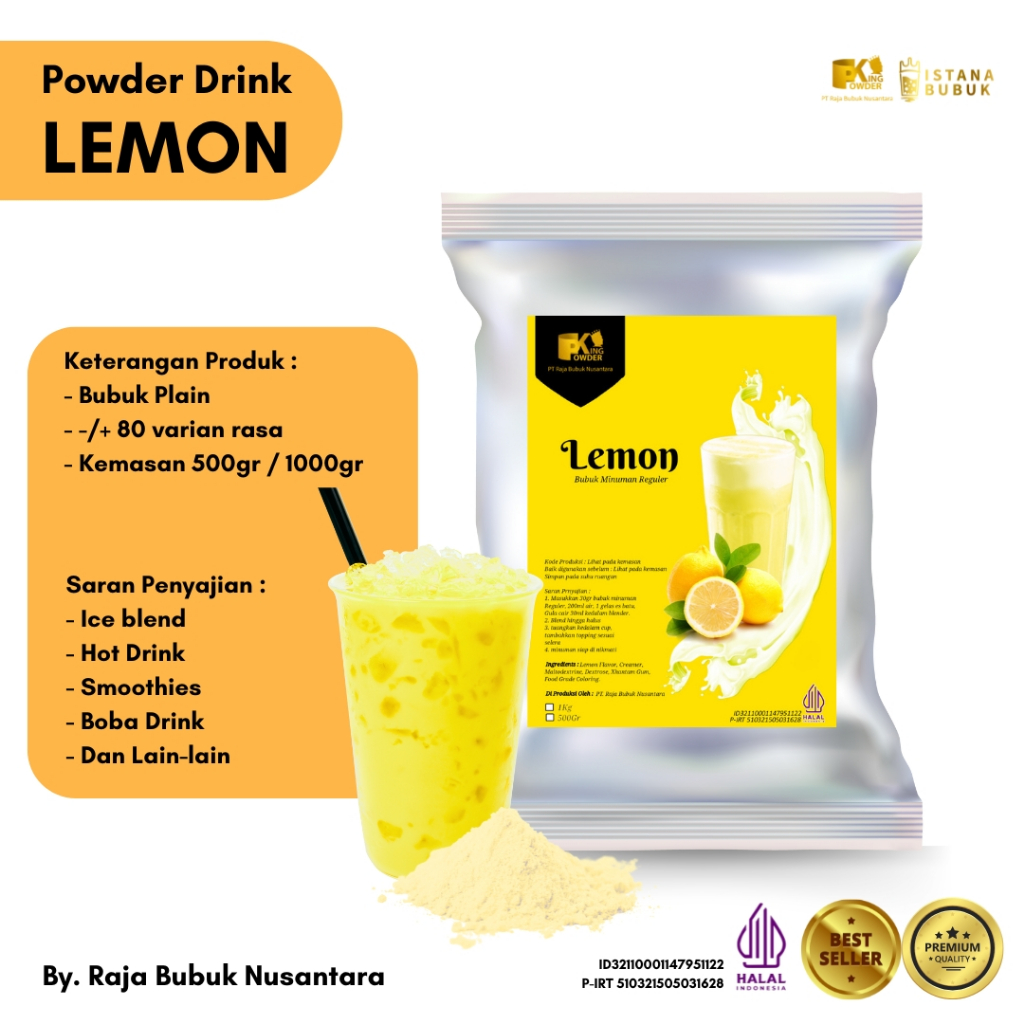 

Bubuk Minuman Lemon Bubuk minuman rasa Lemon Bubuk Minuman Rasa Buah Lemon Creamy 1 Kg