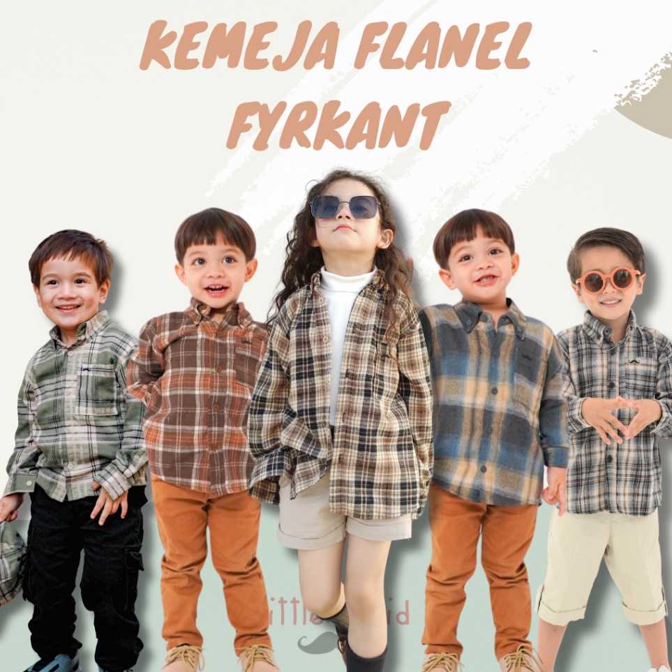 KODE C35X Kemeja Flanel Anak Tangan Panjang Fyrkant littlemanid 112th