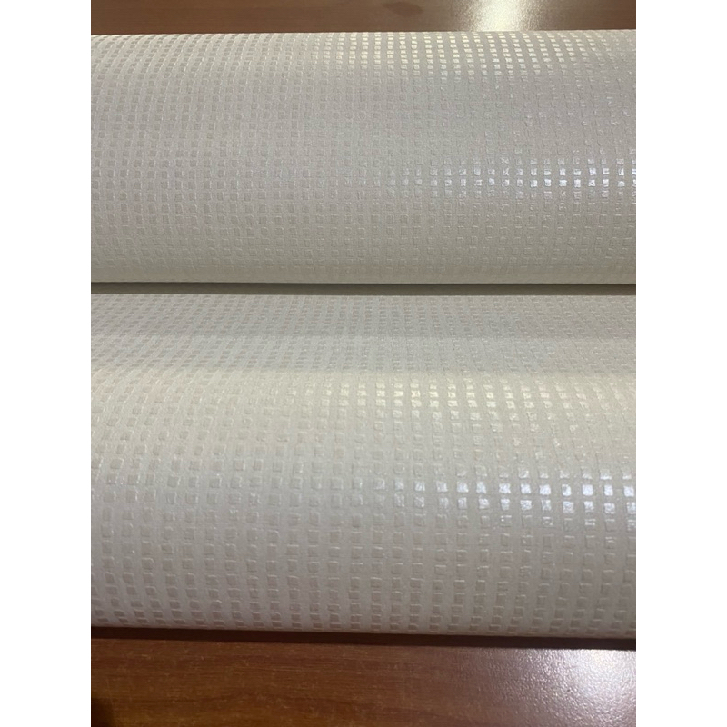Wallpaper Dinding Vinyl Murah Motif Putih Polos Bertekstur Kotak - Kotak Dop