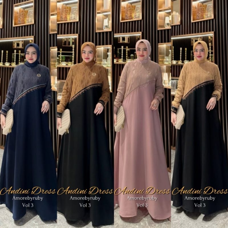 gamis modern gamis brokat Andini dress Amore by ruby