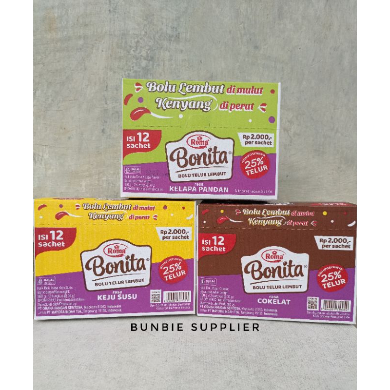 

Roma Bonita Bolu Telur Lembut Isi 12pcs (BOX)