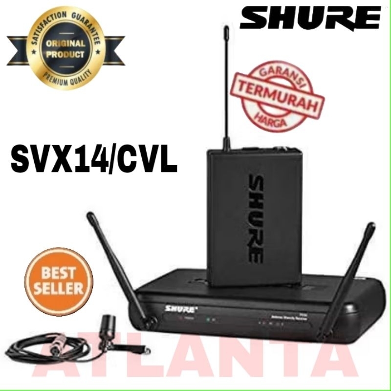 Microphone Clip on  Wireless Shure SVX/CVL Original Mic Jepit Shure SVX CVL Garansi Resmi