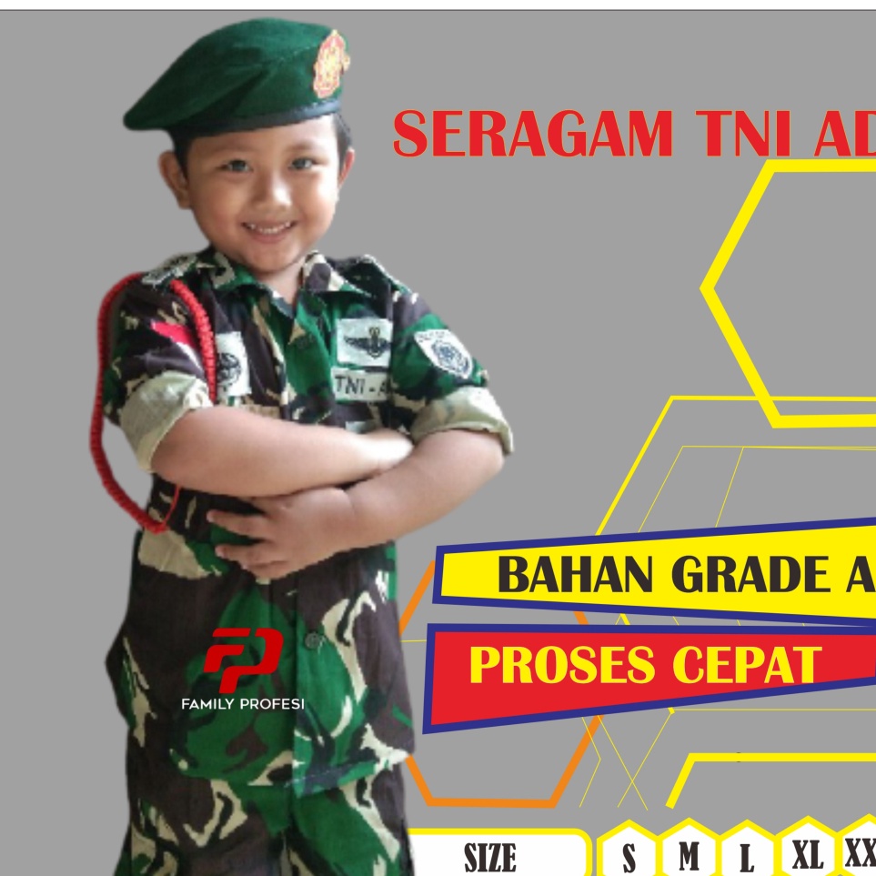 KODE I55Z Baju Tentara Anak Laki Laki Perempuan Tni AD Seragam Sekolah Tk Usia 3 Sampai 7 Tahun