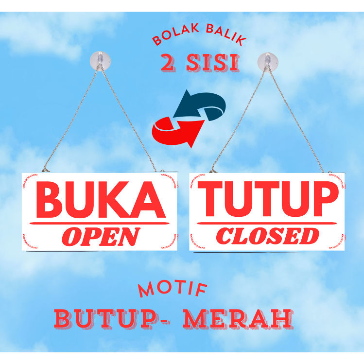 Papan gantung Akrilik buka tutup bolak balik open closed