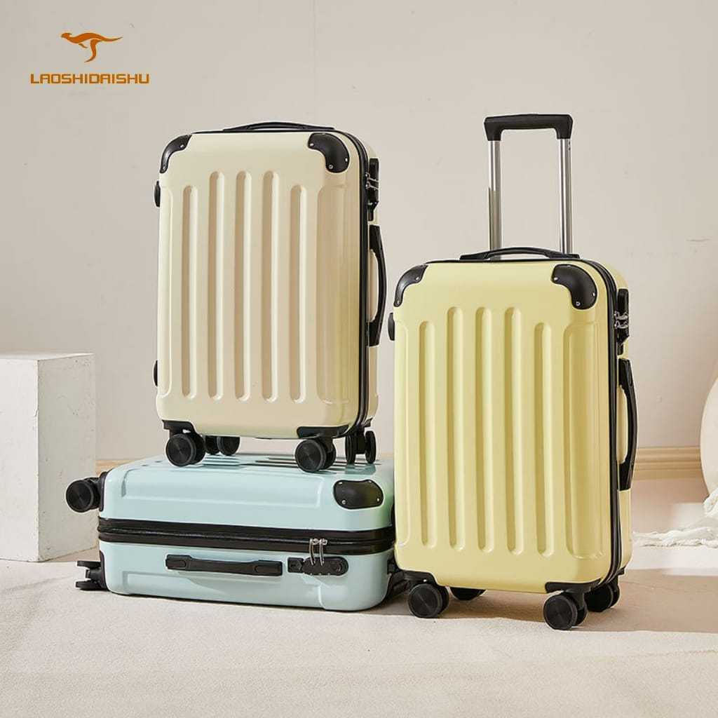 Laoshidaishu Koper Kabin 20 Inch jumbo Bagasi Koper 24 Inch Tas Travel besar Beroda Empat dan Bisu A