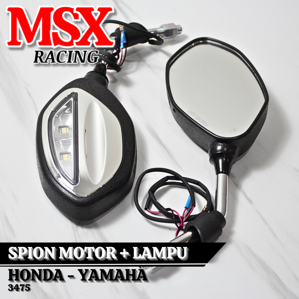 TERBARU Spion Lampu Sen Running Sein Chrome Silver Model Beat Bisa H Y Universal Spion + Lampu Sen