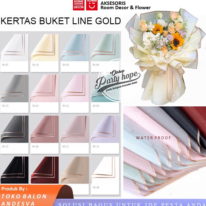 

Serbu Update isi 2 Kertas Buket Bunga Florist Flower Wrapping Paper List Gold