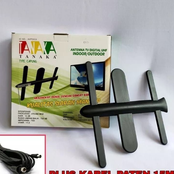 TANAKA ANTENA TV DIGITAL CAPUNG KABEL 15METER INDOOR OUTDOOR